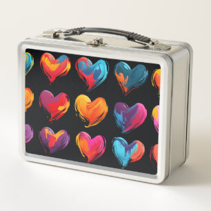 Lunch Box Coeurs peints sur un arrière - plan noir