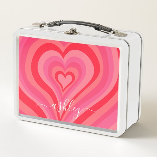 Lunch Box Coeurs psychédéliques Calligraphie Nom du script P (Devant)
