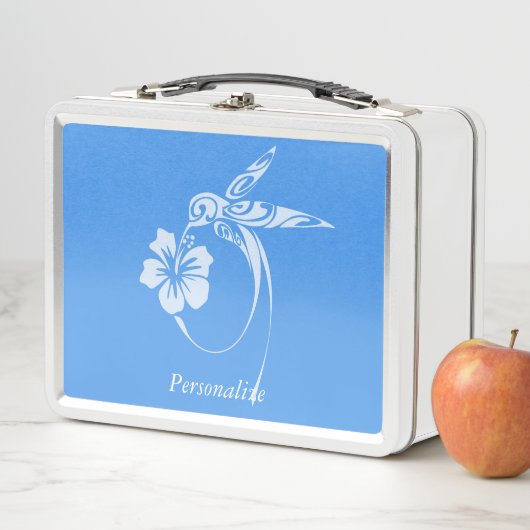 Lunch Box Colibri bleu & blanc simple et élégant (En situation)