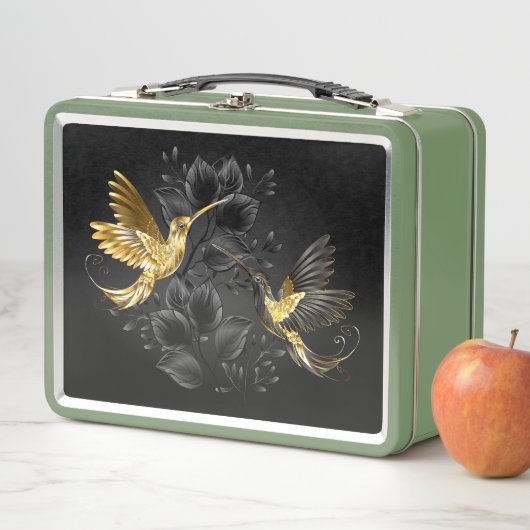 Lunch Box Colibri noir et or (En situation)