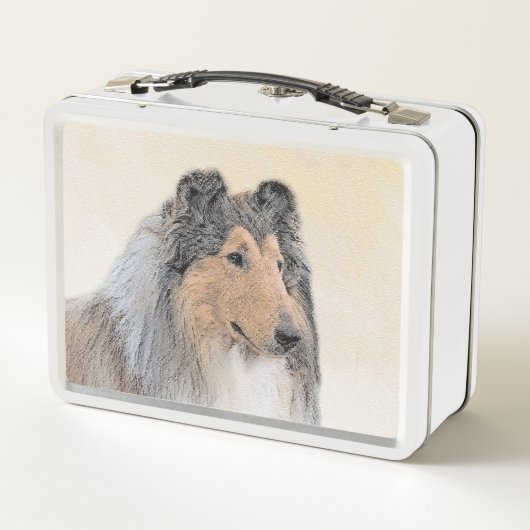 Lunch Box Collie (Rough) Peinture - Cute Original Chien Art (Dos)
