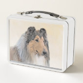 Lunch Box Collie (Rough) Peinture - Cute Original Chien Art (Devant)