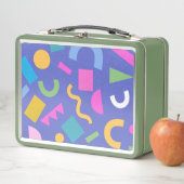 Lunch Box Colorful Abstract Geometric Memphis Style Pattern (En situation)