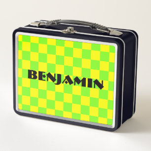 Lunch Box Conception damier vert et jaune des années 90