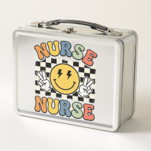 Lunch Box Conception de chemise à carreaux Smiley d'infirmiè