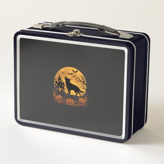 Lunch Box Conception de lune de Halloween de berger allemand (Devant)