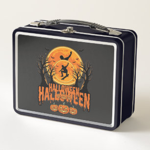 Lunch Box Conception de Lune de Skateboard d'Halloween Hallo
