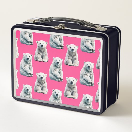 Lunch Box Conception de motif d'ours polaire rose (Devant)