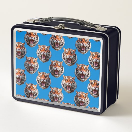 Lunch Box Conception de motif tête de tigre bleu (Devant)