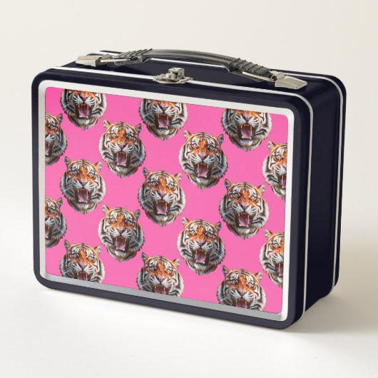 Lunch Box Conception de motif tête de tigre rose (Devant)