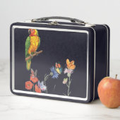 Lunch Box conception de perroquet et papillons à l'aquarelle (En situation)