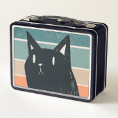 Lunch Box Conception de style rétro de chat noir drôle (Dos)