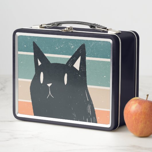 Lunch Box Conception de style rétro de chat noir drôle (En situation)