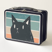 Lunch Box Conception de style rétro de chat noir drôle (Devant)