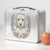 Lunch Box Conception de T-Shirt de Portrait de Chien Bouclé (En situation)