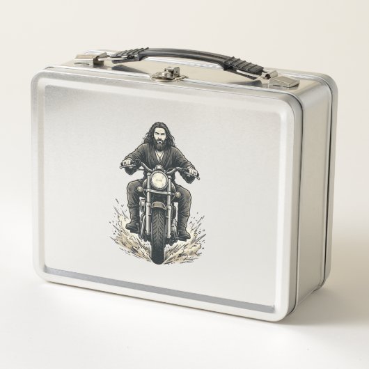 Lunch Box Conception de vecteur de cavalier de moto de gravu (Devant)