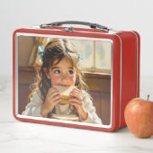 Lunch Box Conception Douce et Modeste d'une Fille Mangeant u (En situation)