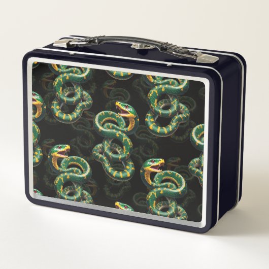 Lunch Box Conception du Motif de serpent Arrière - plan noir (Dos)