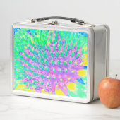 Lunch Box Confleur Abstrait bleu turquoise et violet (En situation)
