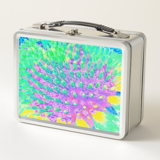 Lunch Box Confleur Abstrait bleu turquoise et violet (Devant)