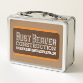 Lunch Box Construction de castor occupé Blanc Gfx Brown Oran (Dos)