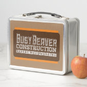 Lunch Box Construction de castor occupé Blanc Gfx Brown Oran (En situation)