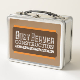 Lunch Box Construction de castor occupé Blanc Gfx Brown Oran