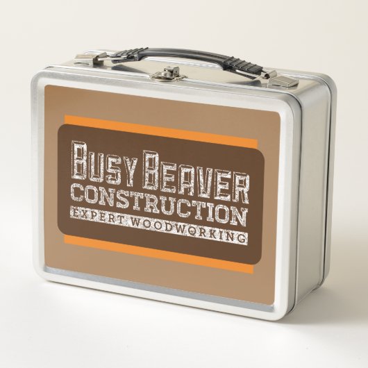 Lunch Box Construction de castor occupé Blanc Gfx Brown Oran (Devant)