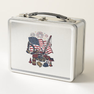 Lunch Box Construction Patriotique USA Vintage