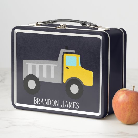 Lunch Box Cool construction camion à benne ajouter nom (En situation)