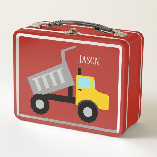 Lunch Box Cool de construction camion à benne ajouter le nom (Devant)