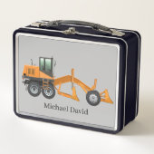 Lunch Box cool garçons construction digger ajouter nom (Devant)