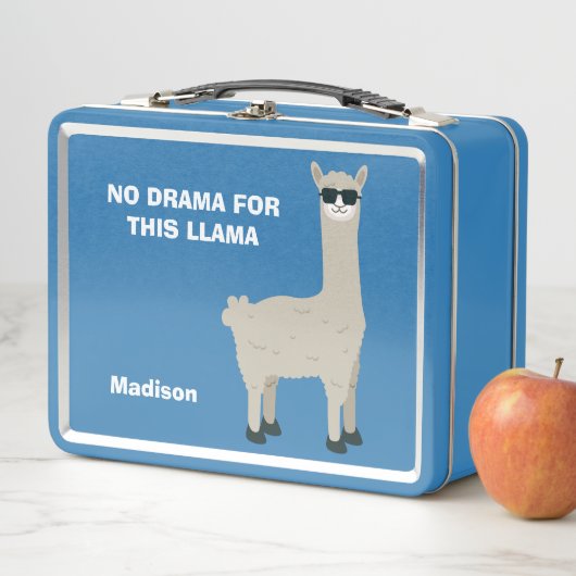 Lunch Box Cool Llama personnalisé nom & texte boîtes à lunch (En situation)