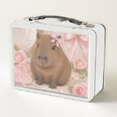 Lunch Box coquette capybara noeud rose (Dos)