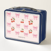Lunch Box Coquette cerise mignonne Bow Monogramme (Devant)