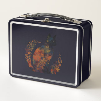Lunch Box Costume d'Amoureux des chats noir Floral Flower Ha
