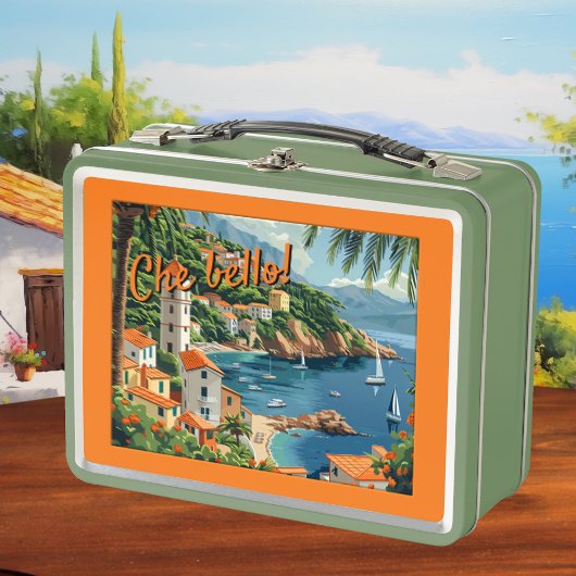 Lunch Box Côte italienne amusante Illustré Retro