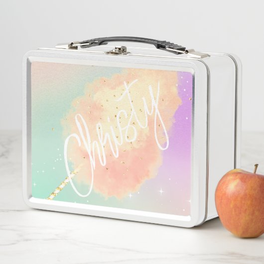 Lunch Box Coton bonbon étoile poussière pêche turquoise viol (En situation)