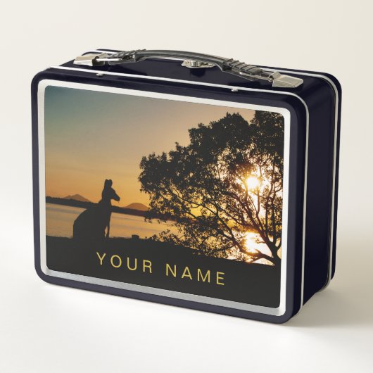 Lunch Box Coucher de soleil noir et or Kangaroo Tree Silhoue (Dos)