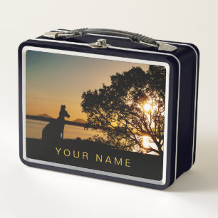 Lunch Box Coucher de soleil noir et or Kangaroo Tree Silhoue