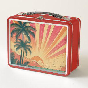 Lunch Box Coucher de soleil rétro/tropical vintage/hawaïen