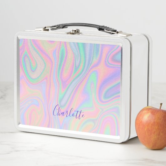Lunch Box Couleur pastel Abstraite Liquide Iridescente. Ajou (En situation)