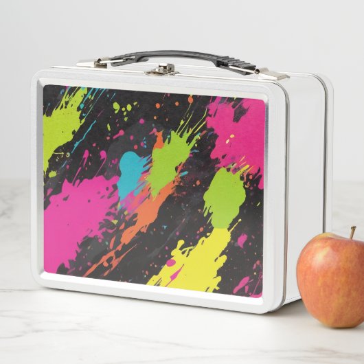 Lunch Box Couleurs néon Retro Paint Splatter (En situation)