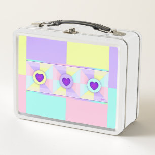 Lunch Box Couleurs pastel & coeurs violets battre