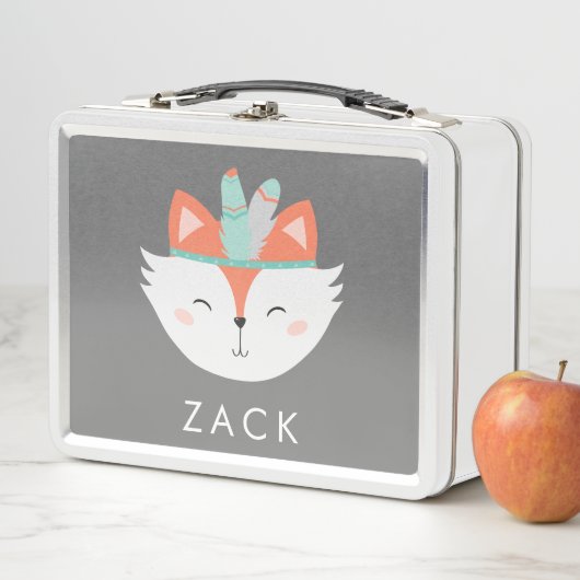 Lunch Box Coupe Fox bois Boho Critère Forêt Boho Flèches (En situation)