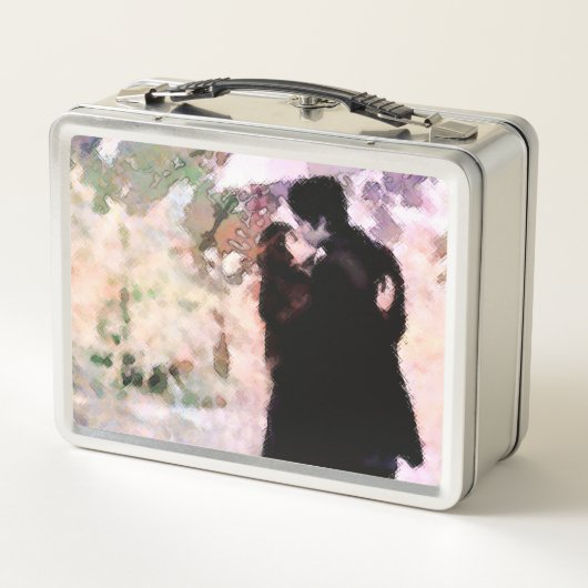 Lunch Box Couple en amour S'embrasser dans la pluie Art Abst (Dos)
