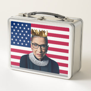Lunch Box Couronne de Ruth Ginsburg avec drapeau américain