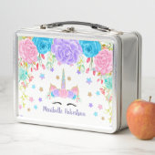 Lunch Box Coutume personnalisée par licorne d'aquarelle (En situation)