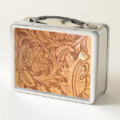 Lunch Box Cow-boy brun rustique en cuir occidental (Dos)