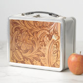 Lunch Box Cow-boy brun rustique en cuir occidental (En situation)